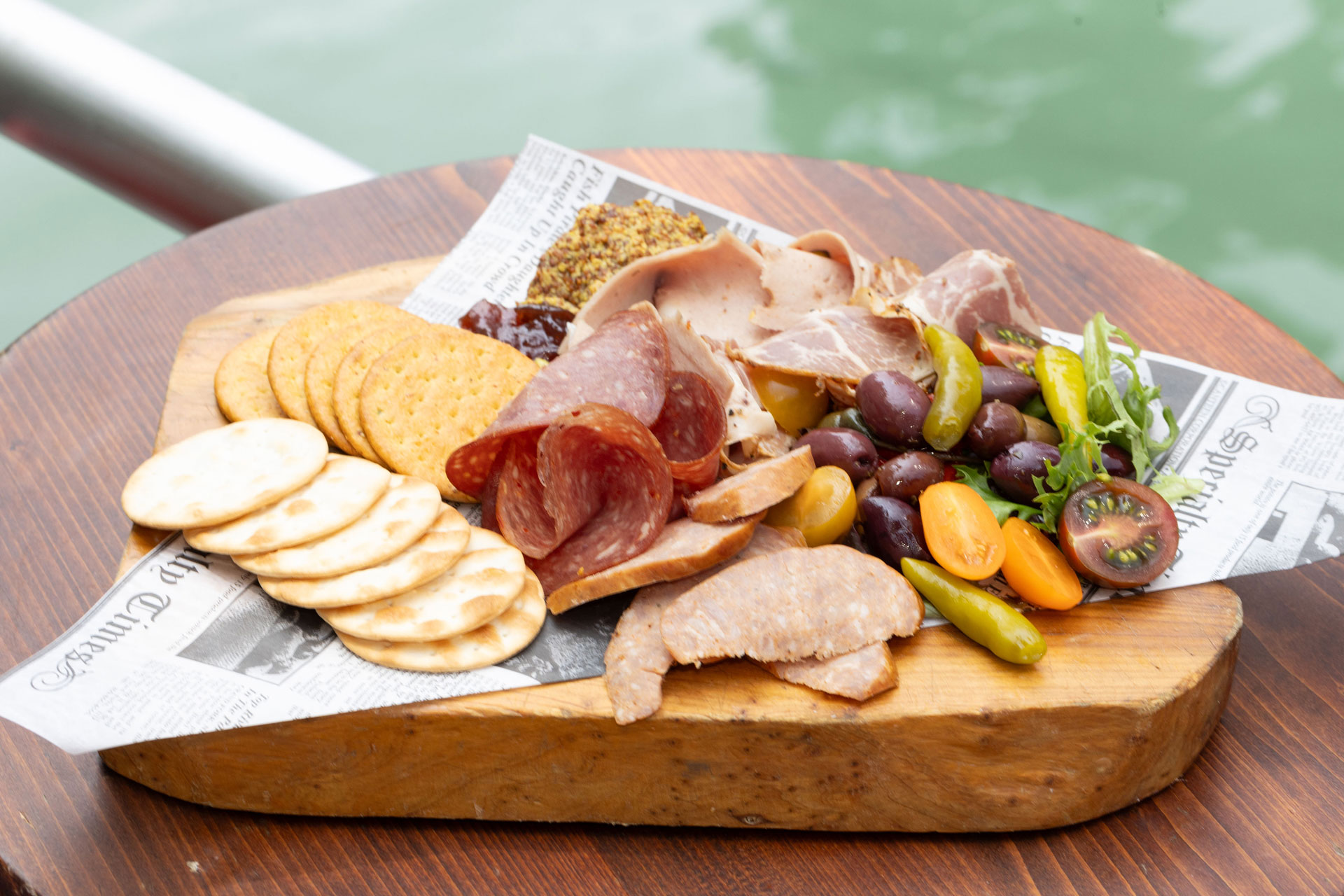 Lakeview Charcuterie Board with chicago river in the background